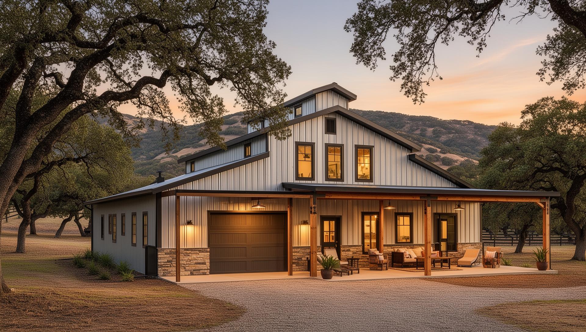 Custom barndominium construction by Pressler Properties - steel frame living spaces in Roseville and Sacramento California