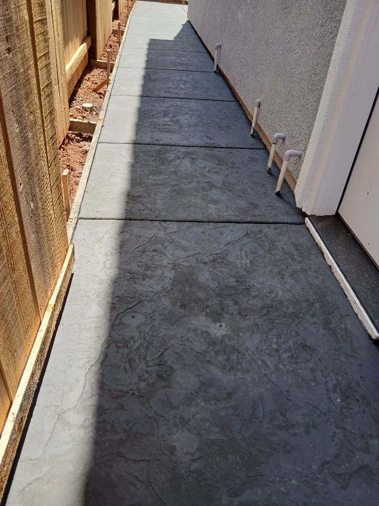 Pressler Home Performance concrete & landscaping project: Side Yard Concrete Walkway Installation in Rocklin, CA