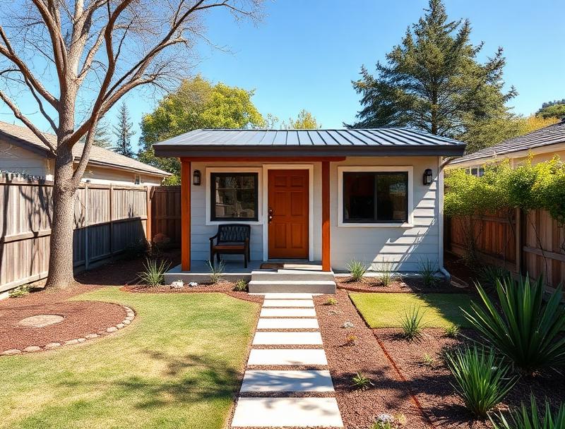 Ready for Use Pressler Construction completed ADU guest house with landscaping in Northern California