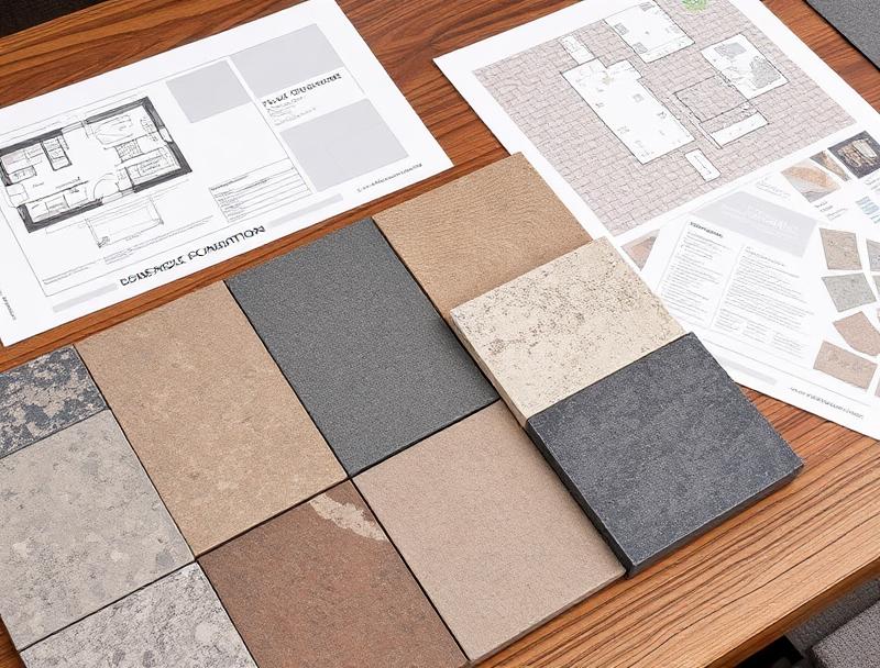 Design & Materials Pressler Construction decorative concrete samples and design plans in Placer County California