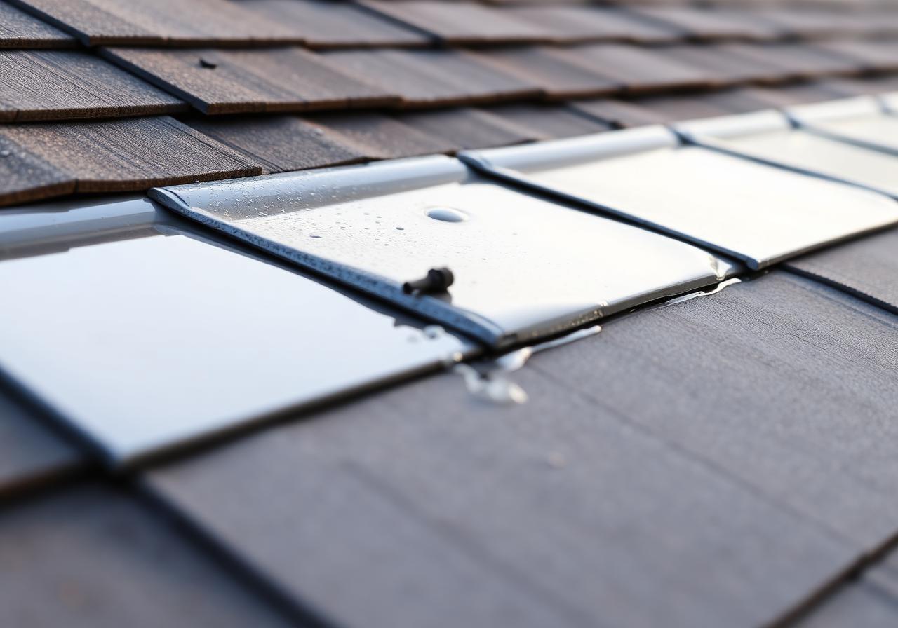 Close up of completed Pressler roof repair with watertight flashing in Northern California