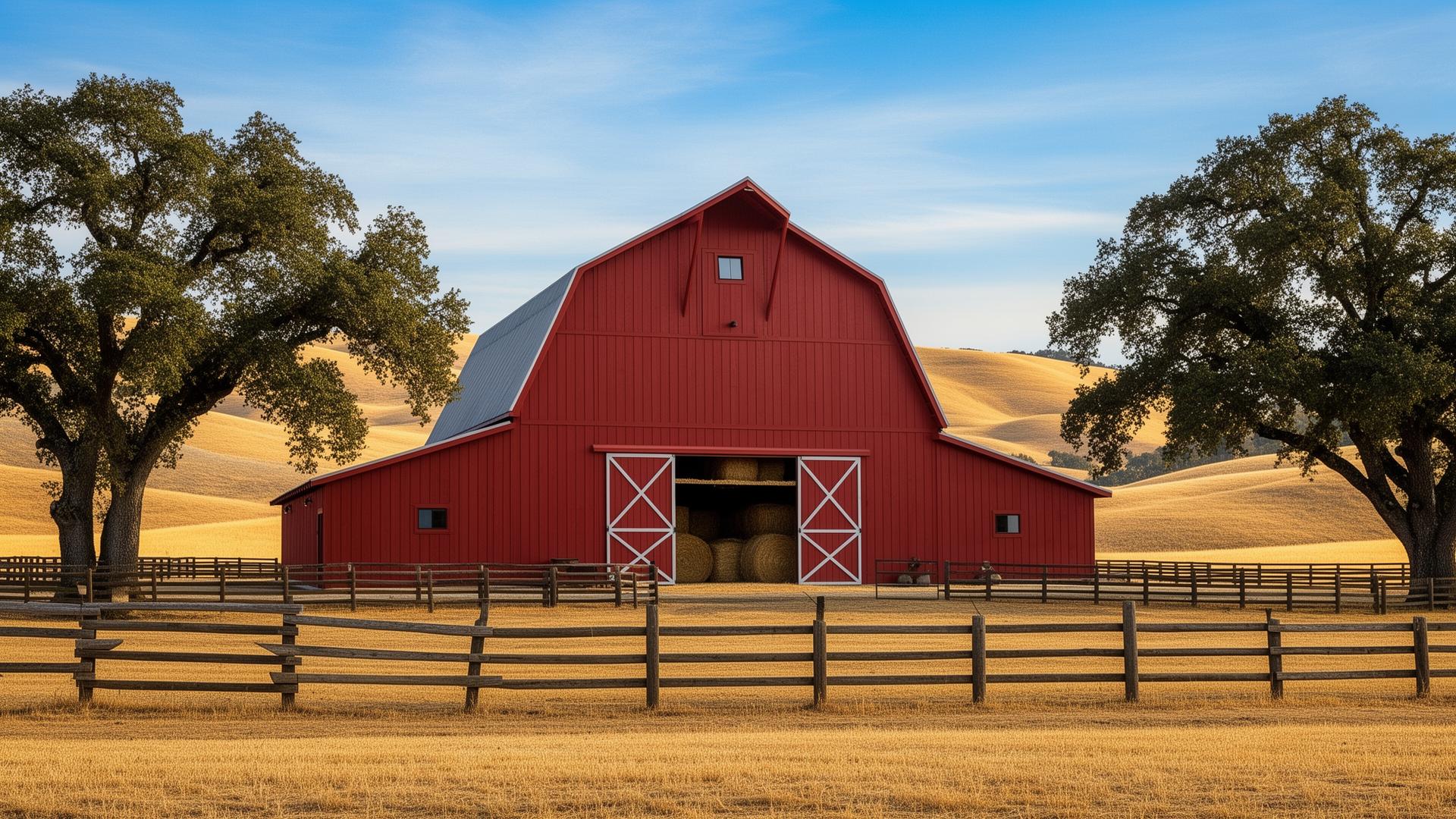 Completed agricultural barn by Pressler Properties in Northern California