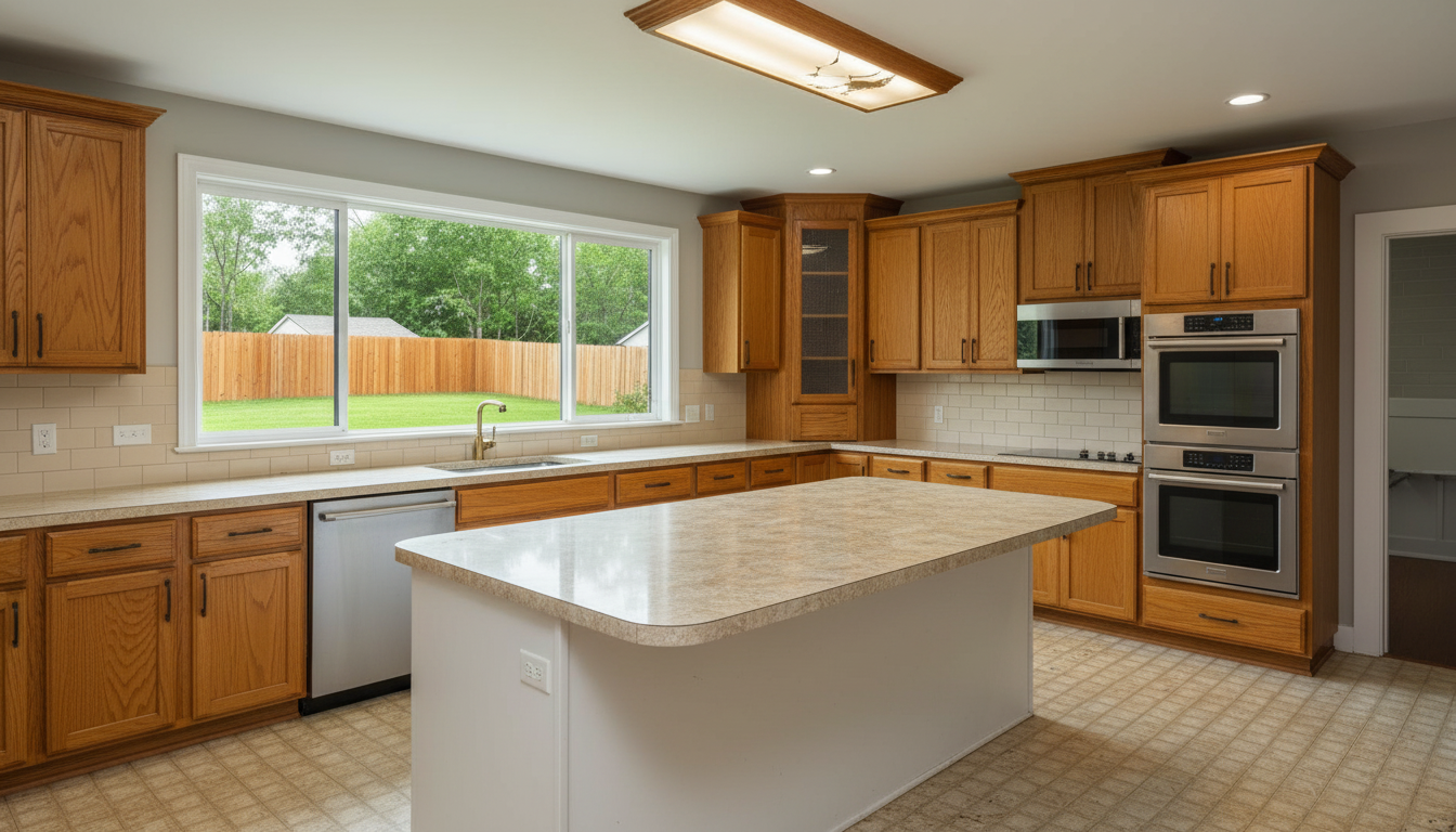 Dated kitchen interior before remodeling project