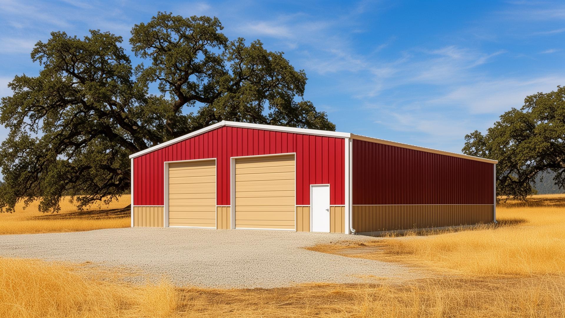 Completed red iron steel building by Pressler Properties